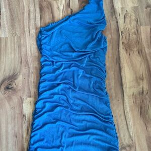 One-Shoulder Blue Dress